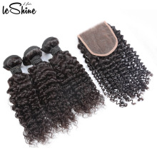 Vente chaude Vierge Vierge Brésilienne 3 Bundles Bouclés Cheveux Avec Fermeture 9A 10A Bon Et Prix De Gros